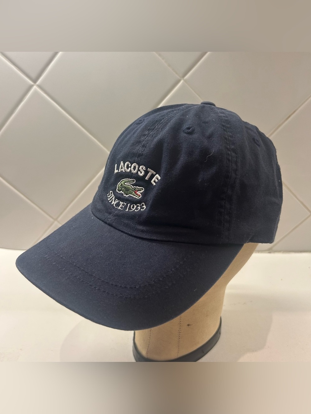 Lacoste Hat Navy Blue OSFA Adjustable Alligator Since 1933 Logo Baseball Cap